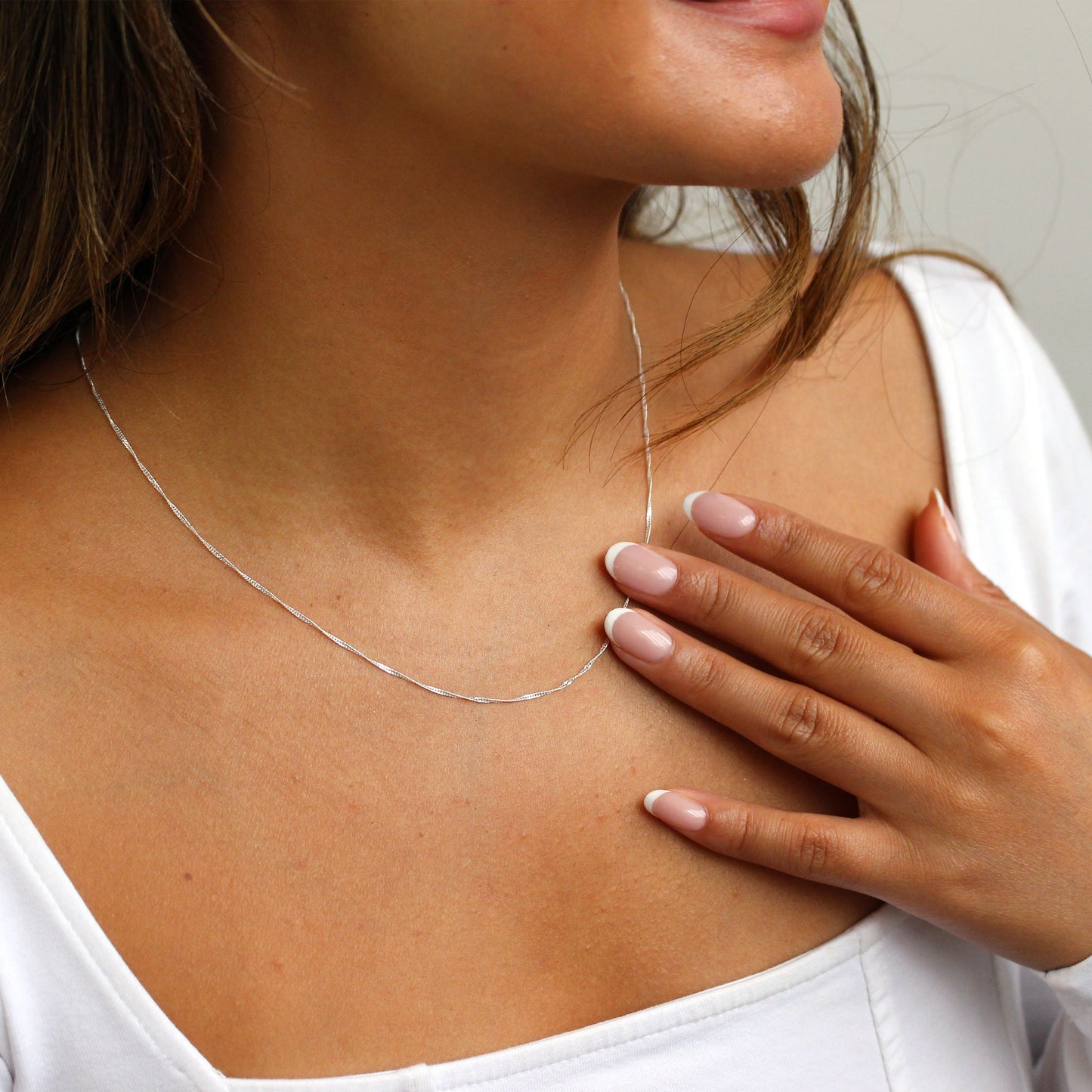 Chaîne torsadée en argent sterling à taille diamant disco de 40 à 61 cm