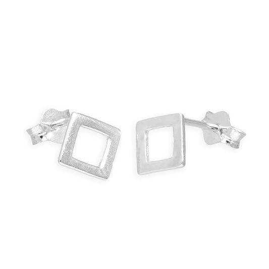 Boucles d'oreilles à tige ouvertes en argent sterling en forme de diamant