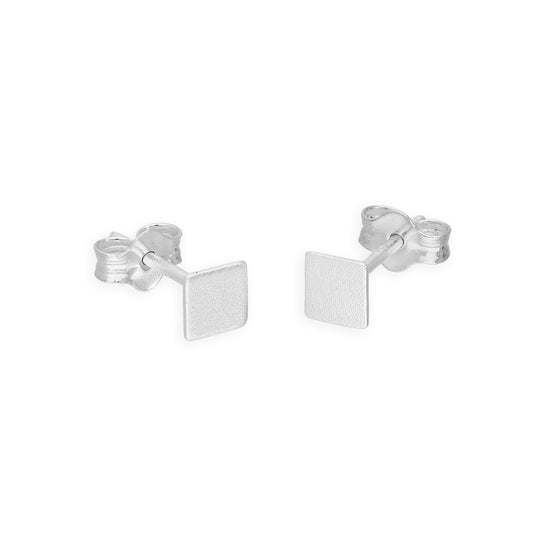 Petites boucles d'oreilles à tige carrées en argent sterling de 4 mm