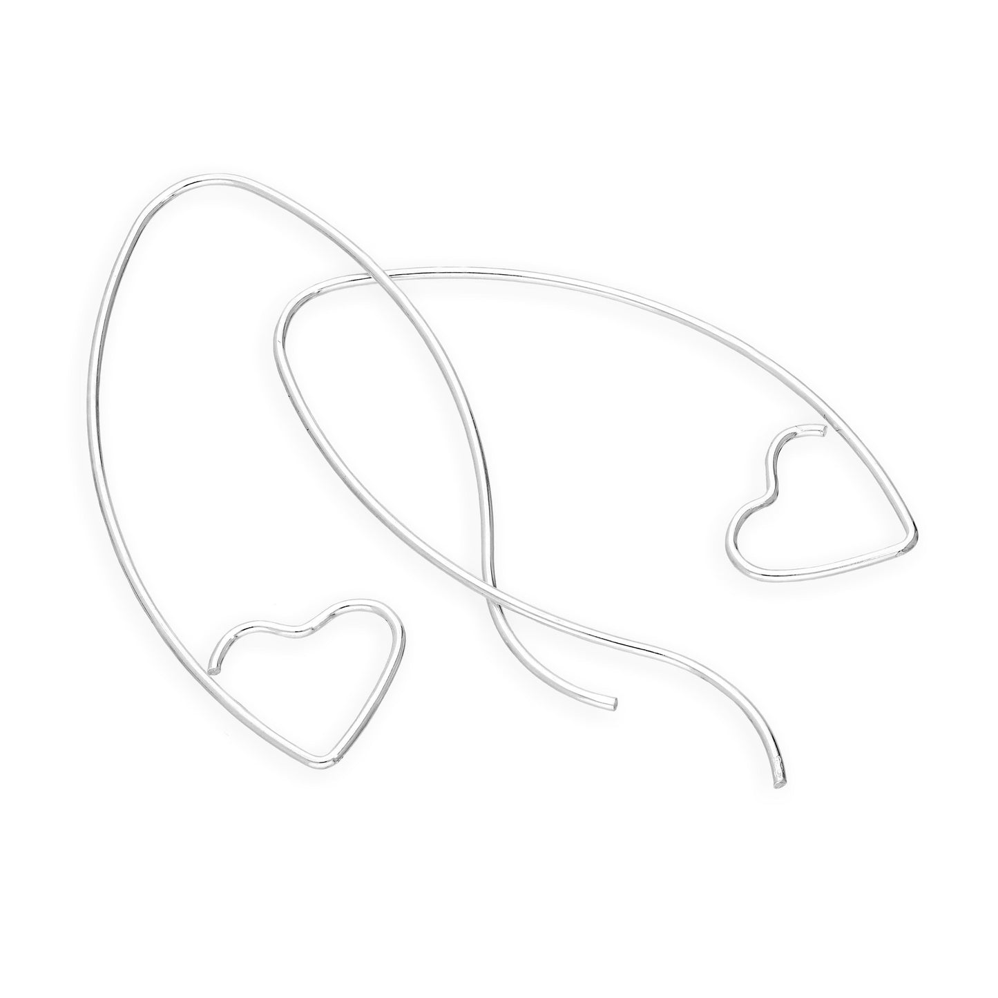 Boucles d'oreilles en argent sterling à boucle ouverte en forme de cœur