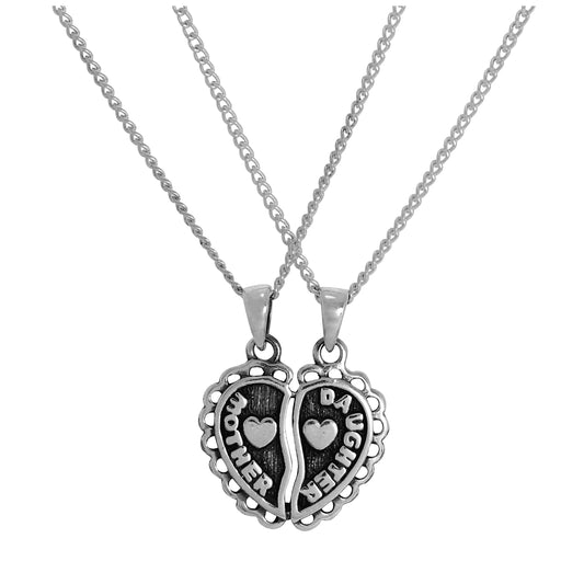 Collier double pendentif cœur mère et fille en argent sterling, 40 à 61 cm