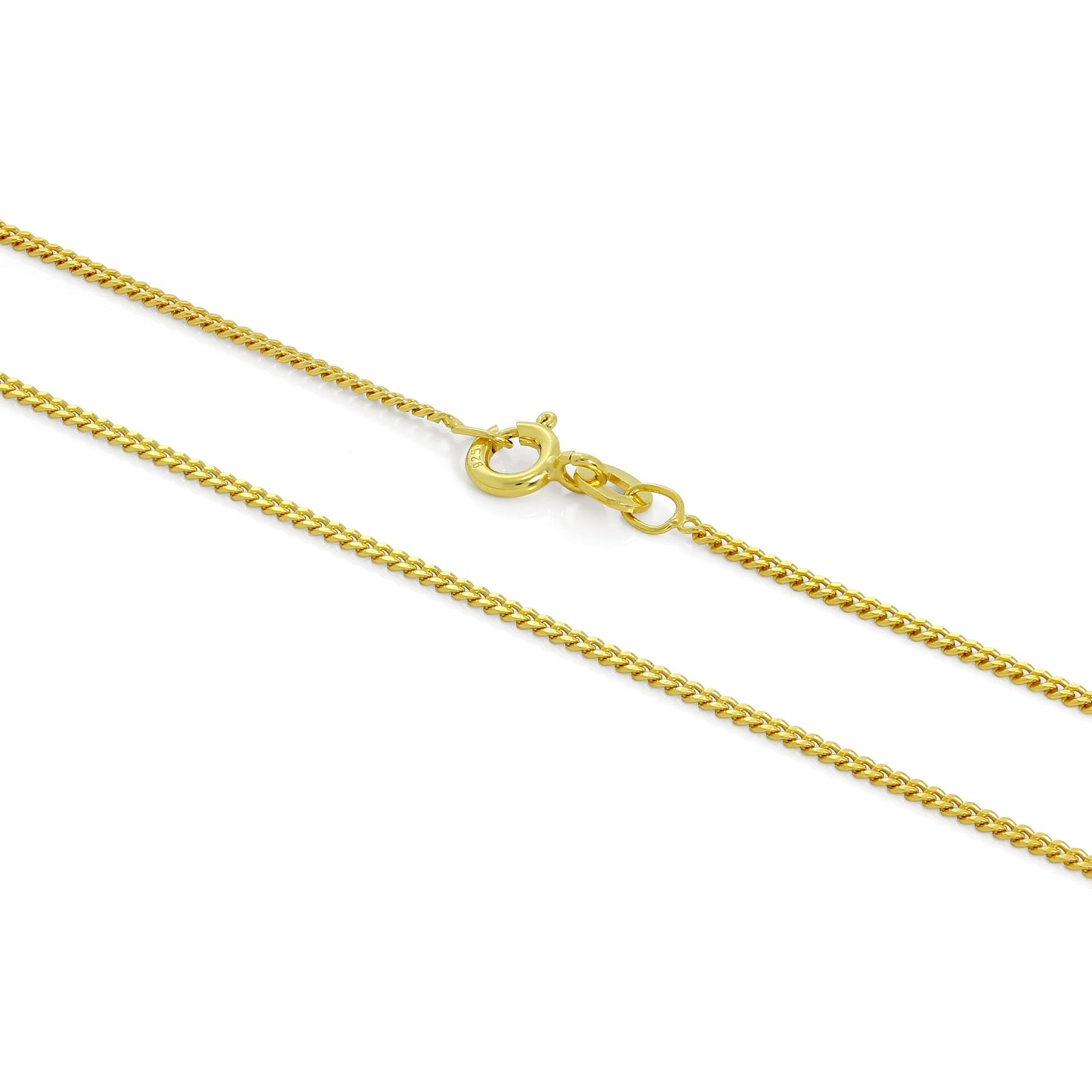 Chaîne gourmette en argent sterling plaqué or de 1 mm, 40 à 61 cm