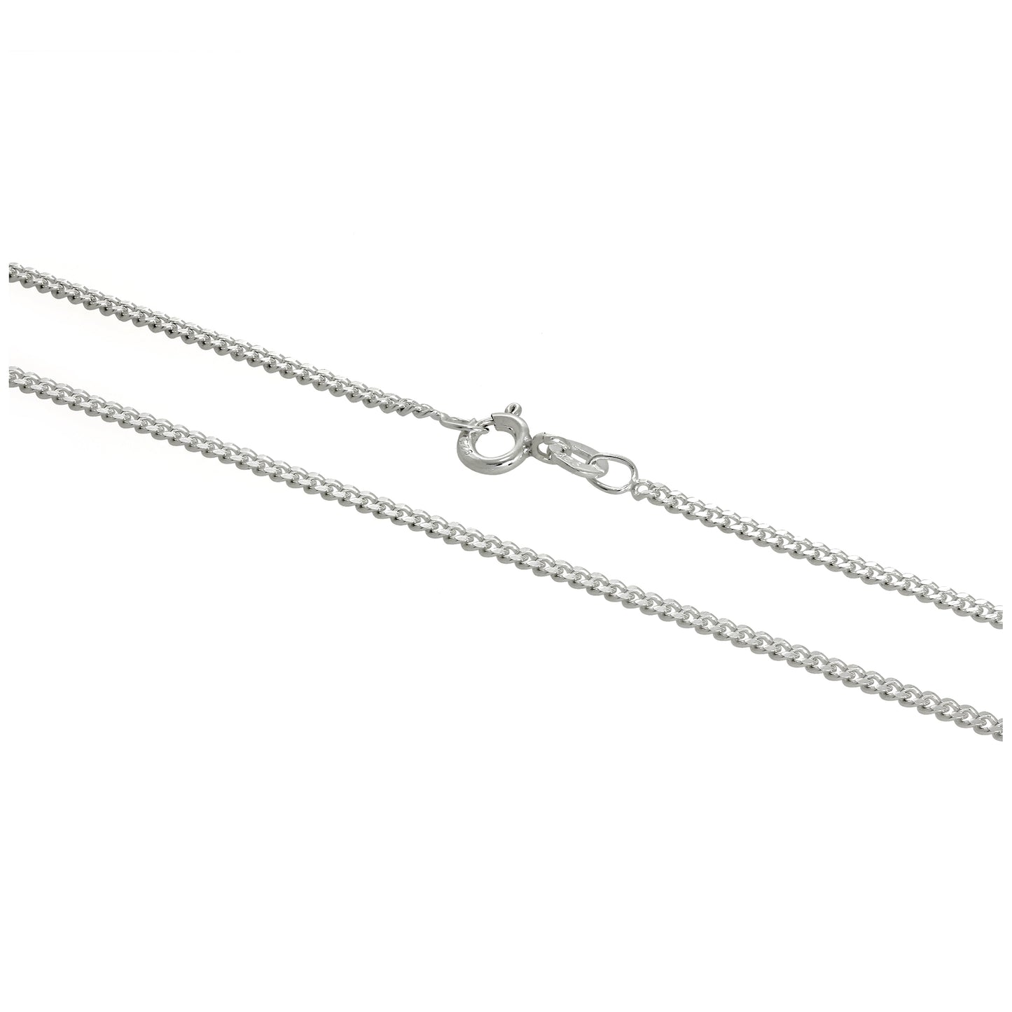 Chaîne gourmette en argent sterling de 2 mm, 40 à 61 cm