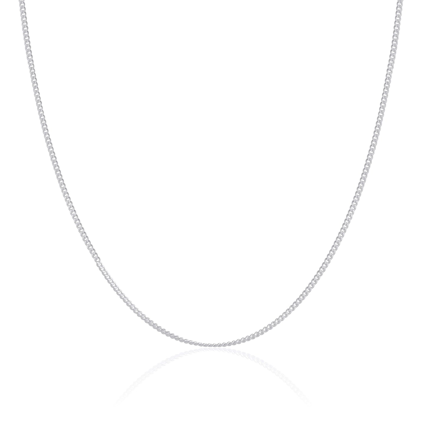 Chaîne gourmette en argent sterling de 2 mm, 40 à 61 cm