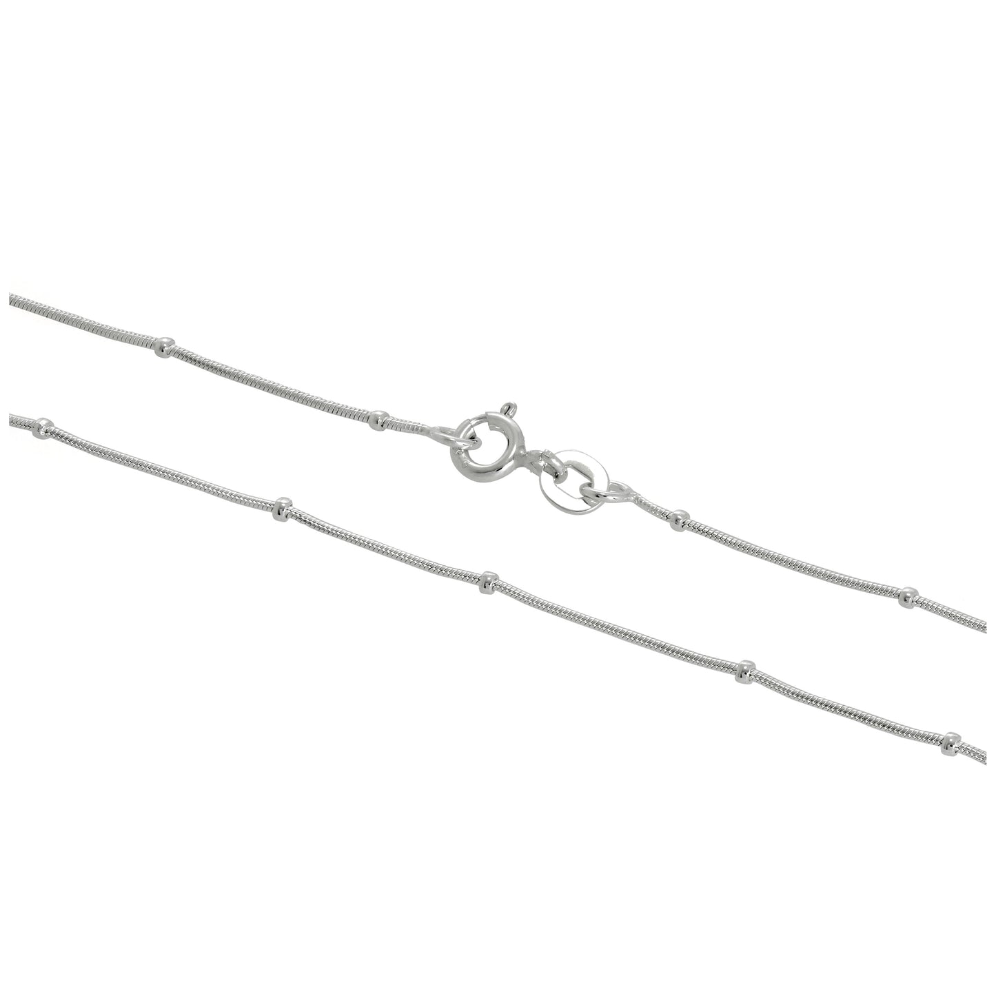 Chaîne serpent perlée en argent sterling de 1 mm, 40 à 60 cm