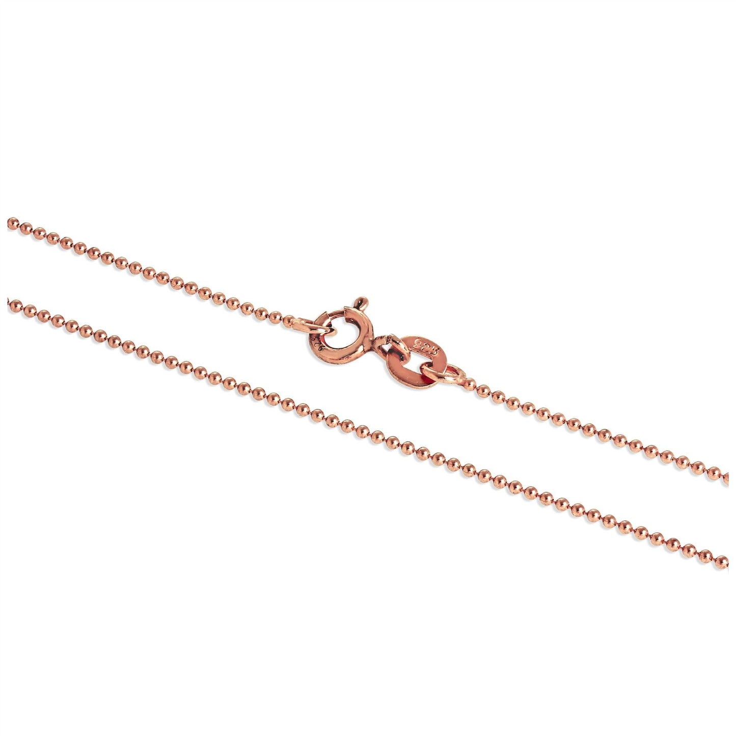 Chaîne à billes en argent sterling plaqué or rose de 1 mm, 40 cm