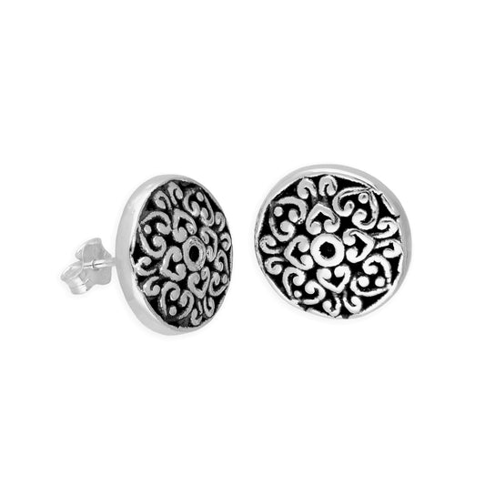 Grandes boucles d'oreilles à tige florales en argent sterling