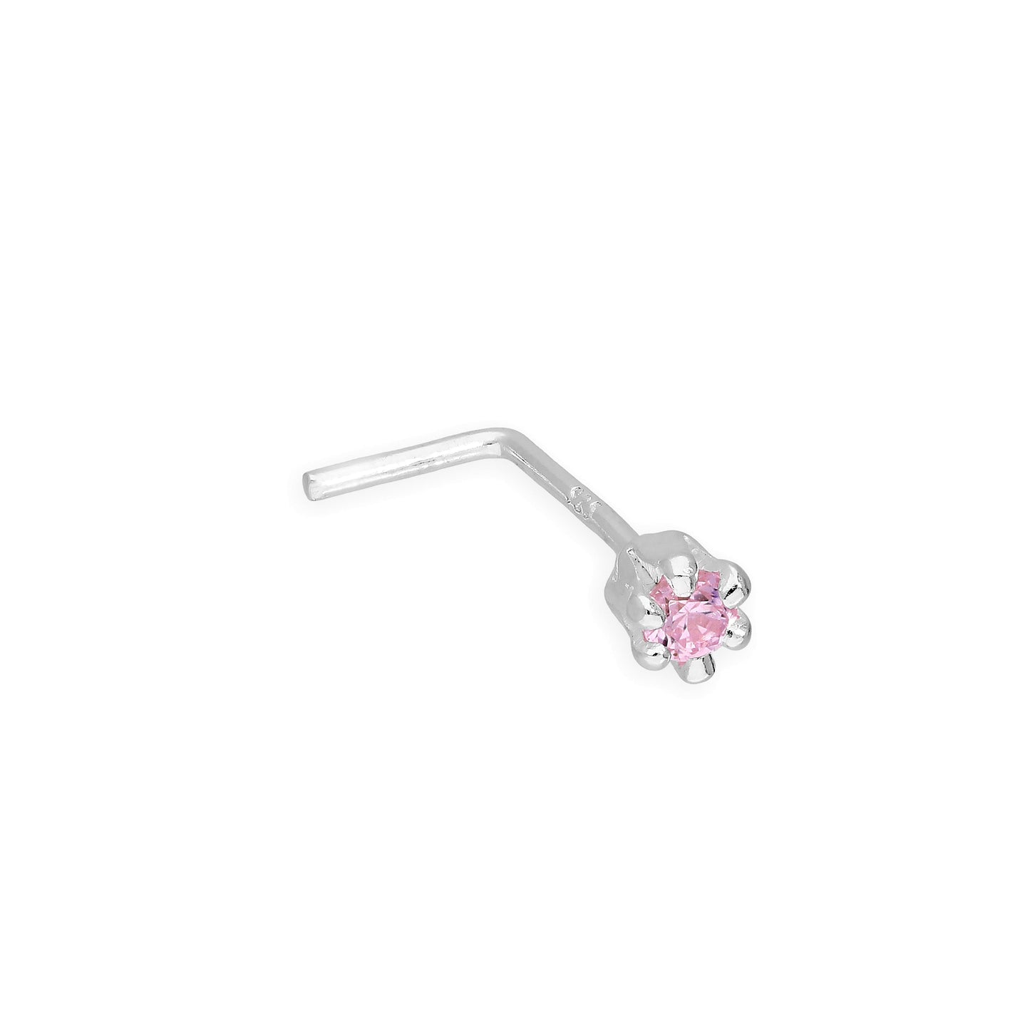 Piercing de nez en argent sterling et cristal CZ rose 22Ga