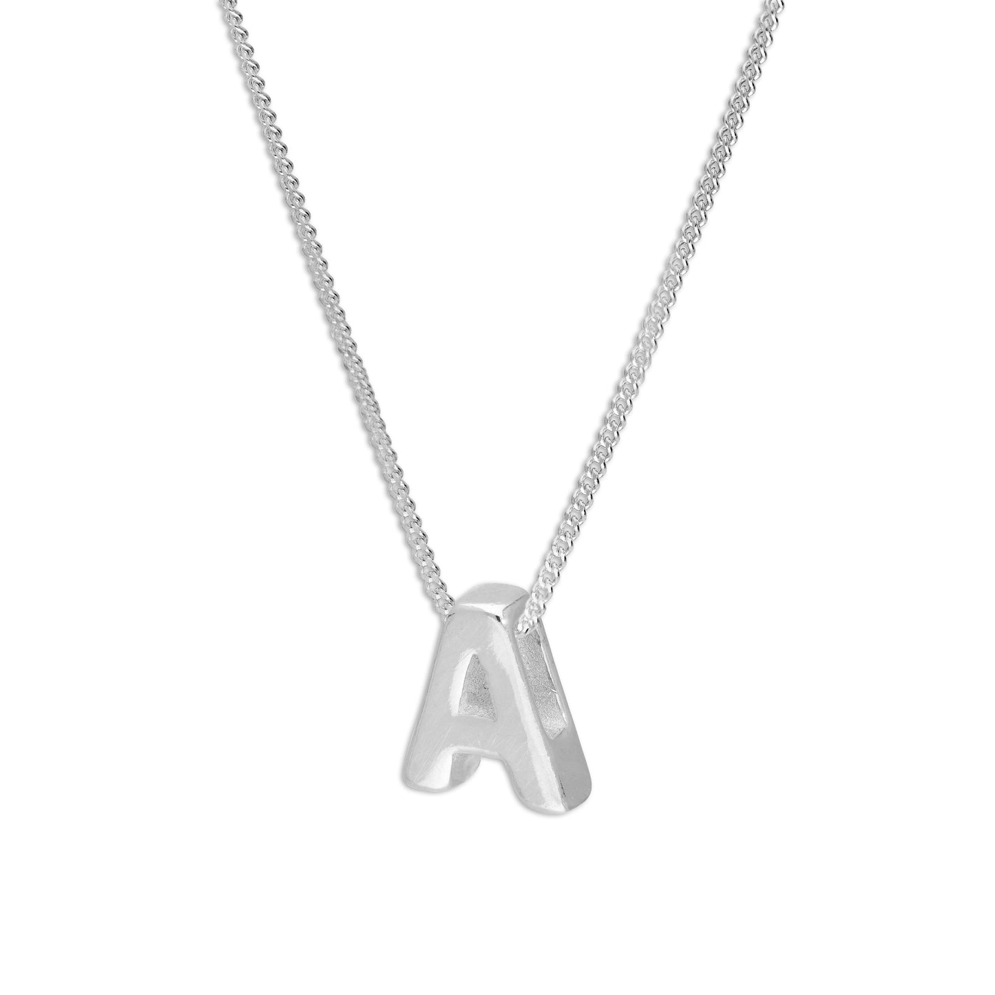 Collier de perles en argent sterling avec lettres de l'alphabet de 45 cm (A à Z)
