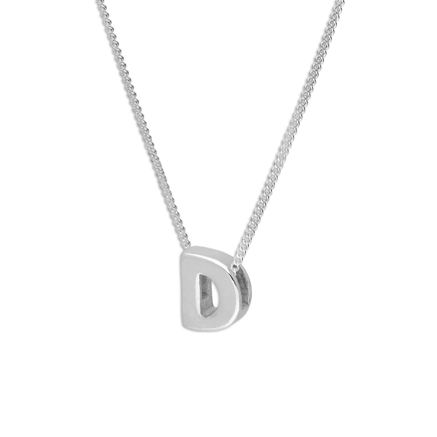 Collier de perles en argent sterling avec lettres de l'alphabet de 45 cm (A à Z)