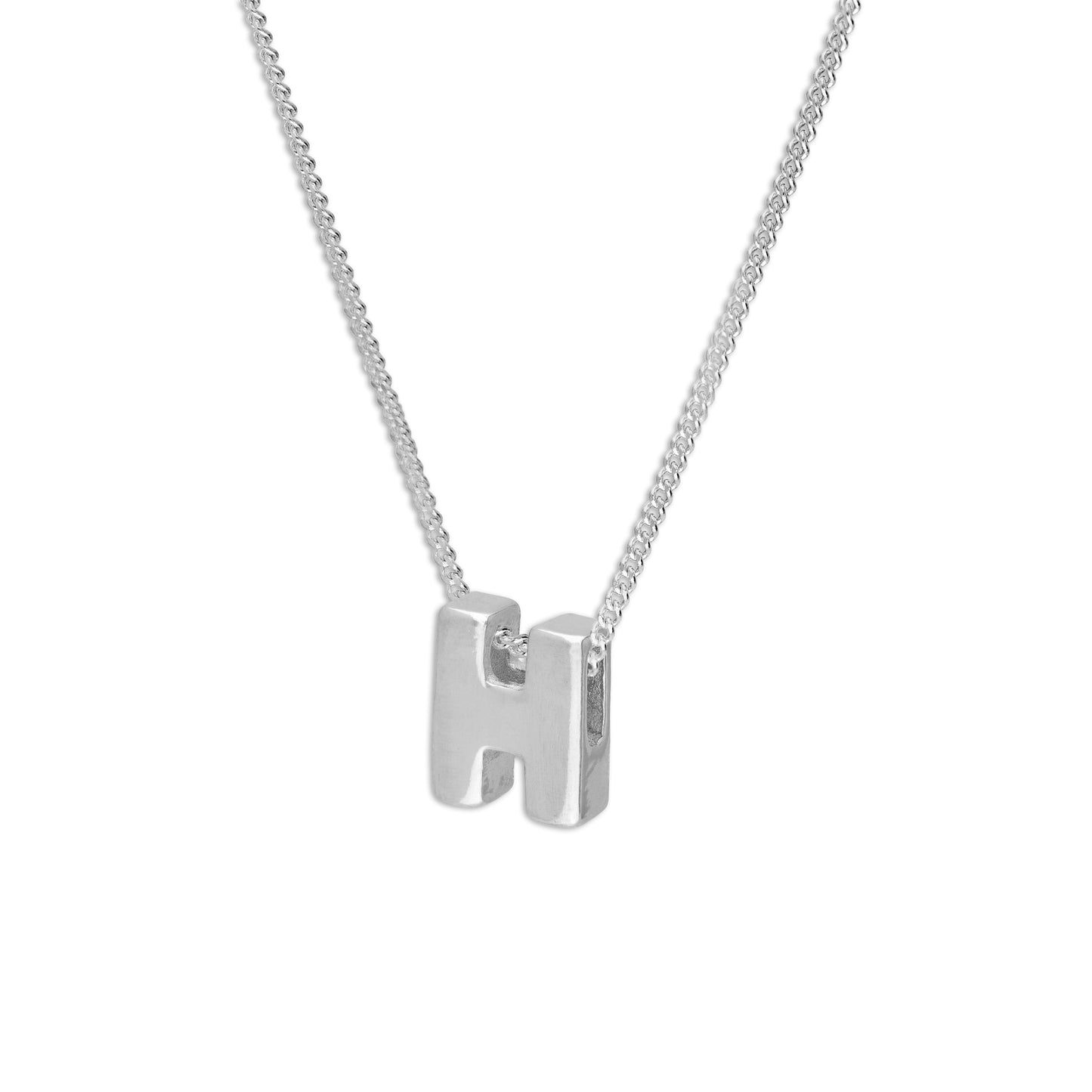 Collier de perles en argent sterling avec lettres de l'alphabet de 45 cm (A à Z)