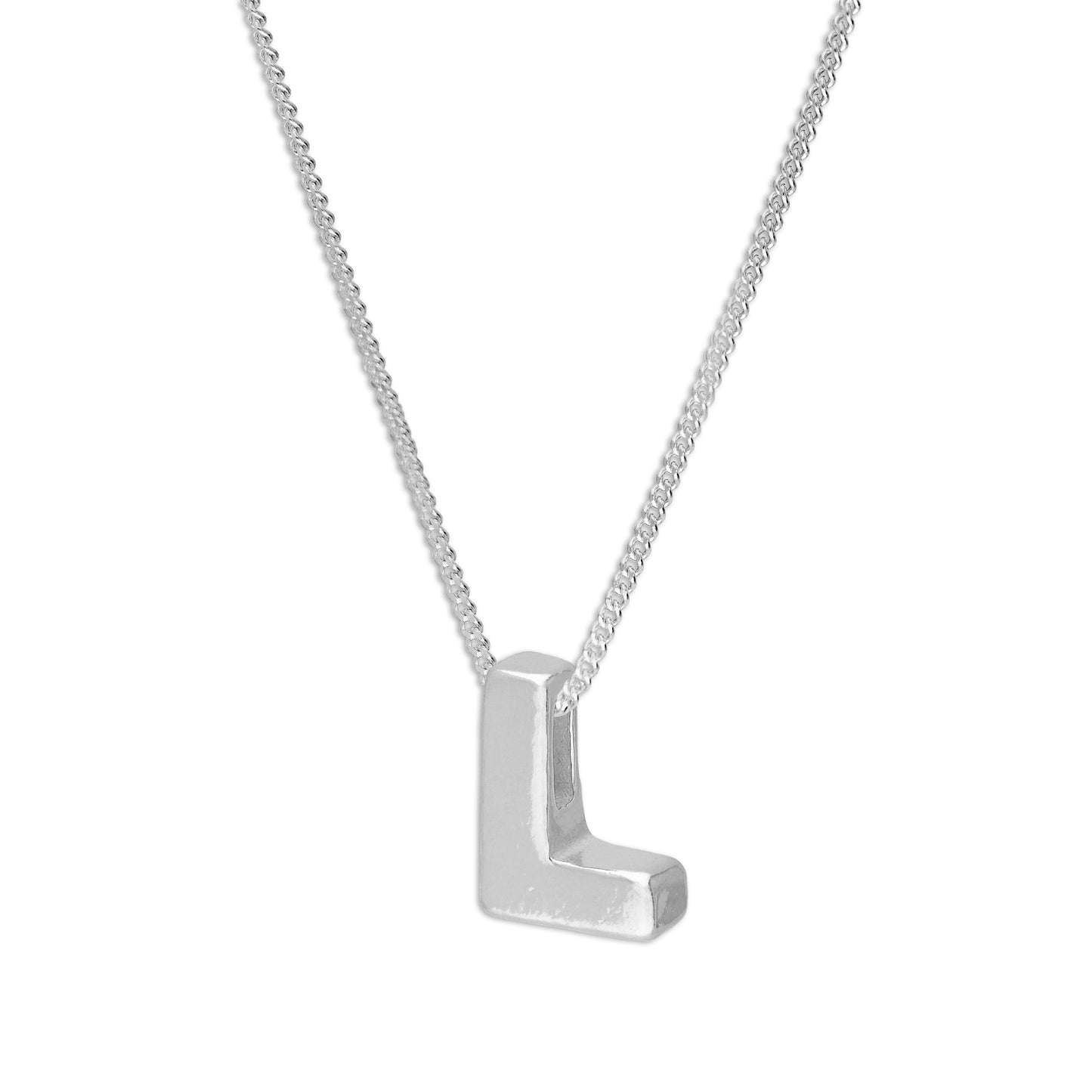 Collier de perles en argent sterling avec lettres de l'alphabet de 45 cm (A à Z)