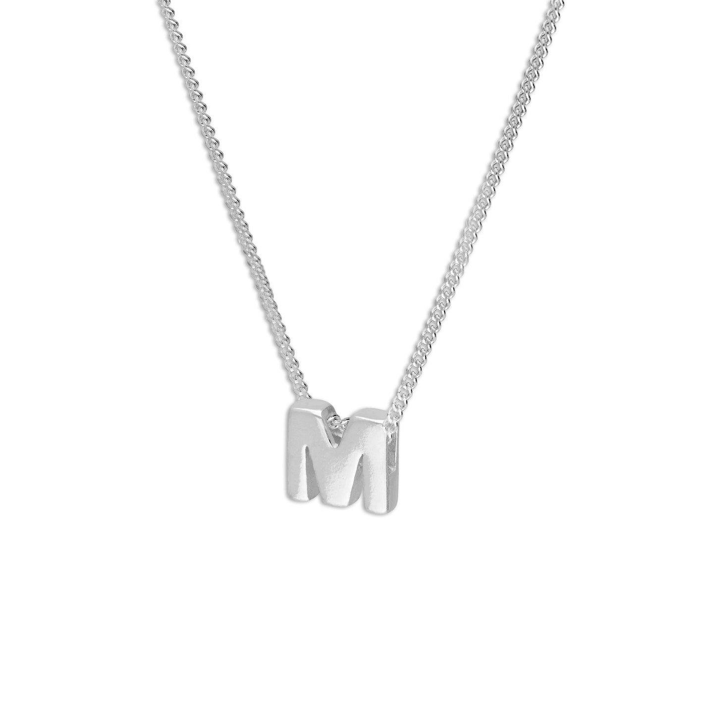 Collier de perles en argent sterling avec lettres de l'alphabet de 45 cm (A à Z)