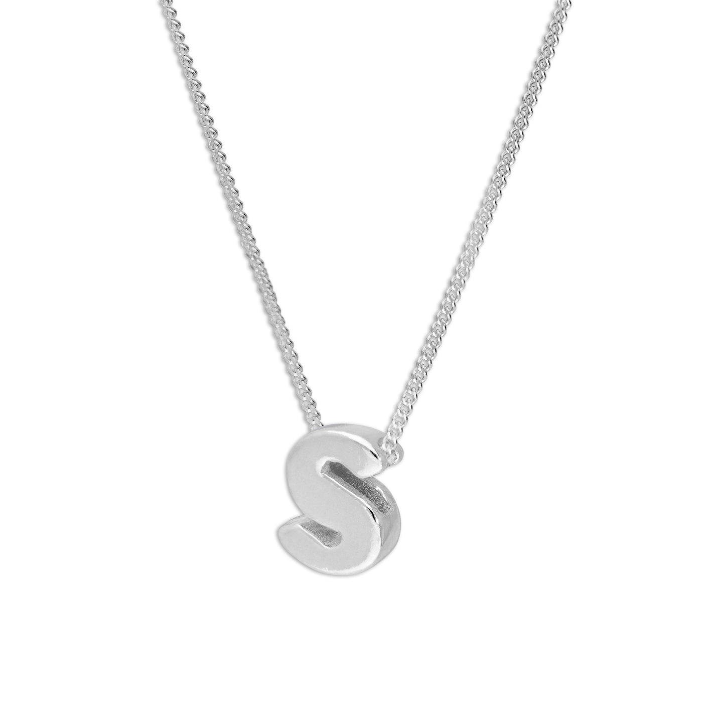 Collier de perles en argent sterling avec lettres de l'alphabet de 45 cm (A à Z)