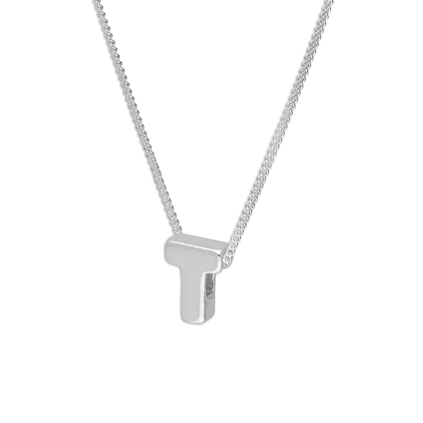 Collier de perles en argent sterling avec lettres de l'alphabet de 45 cm (A à Z)