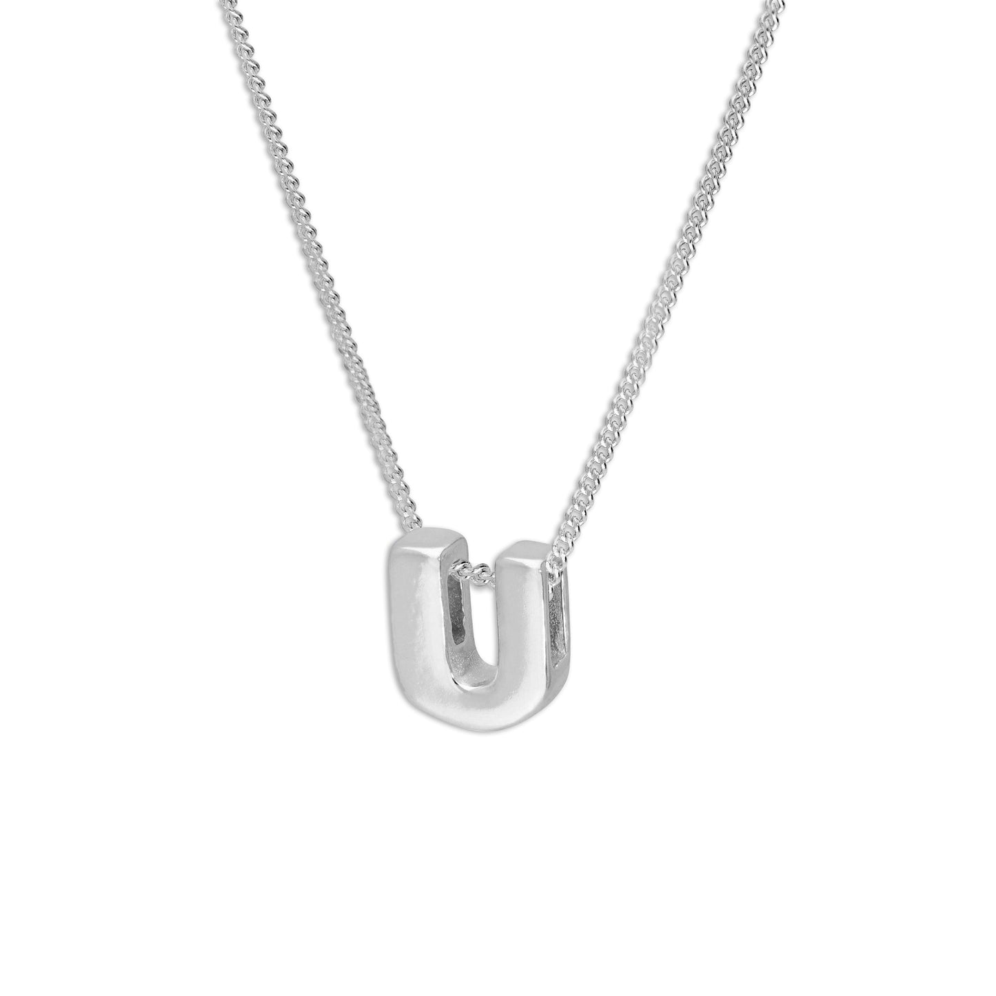 Collier de perles en argent sterling avec lettres de l'alphabet de 45 cm (A à Z)