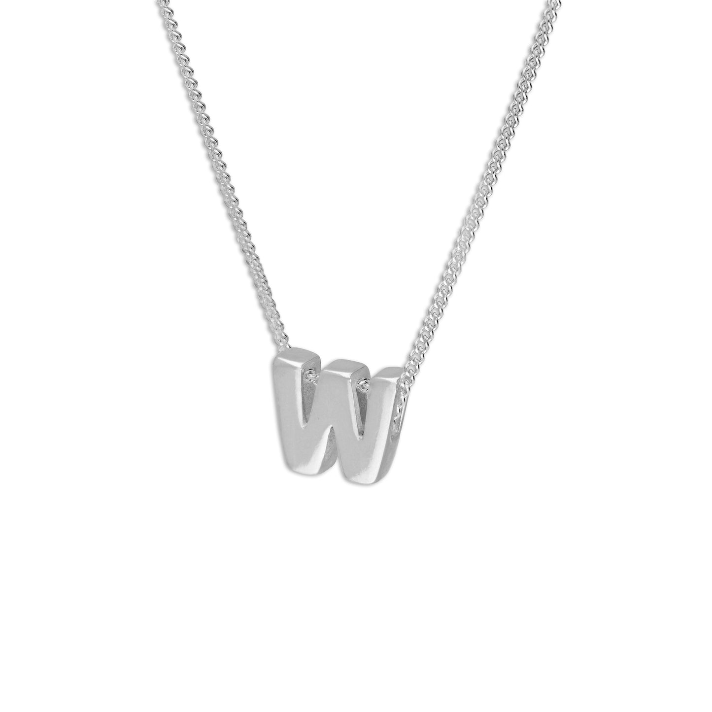 Collier de perles en argent sterling avec lettres de l'alphabet de 45 cm (A à Z)