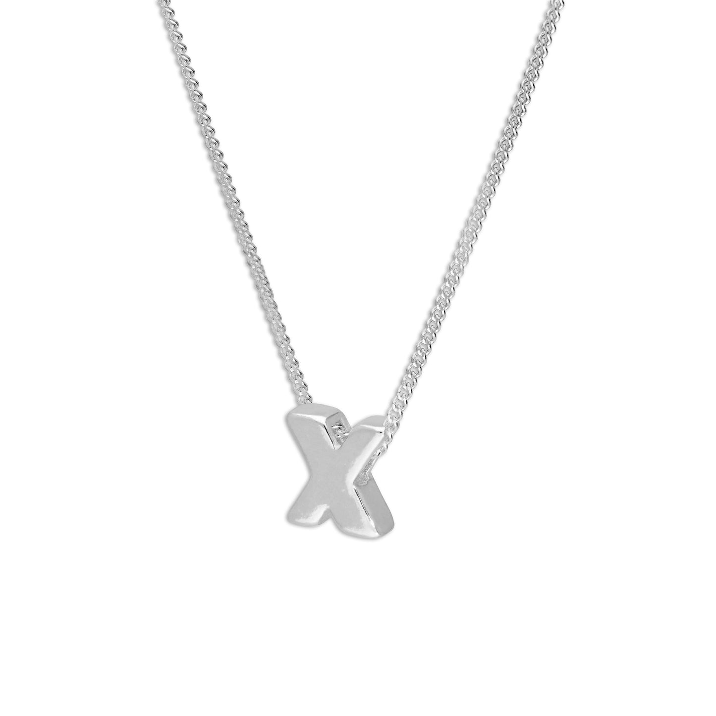 Collier de perles en argent sterling avec lettres de l'alphabet de 45 cm (A à Z)