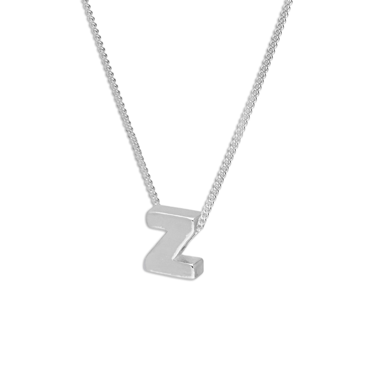Collier de perles en argent sterling avec lettres de l'alphabet de 45 cm (A à Z)