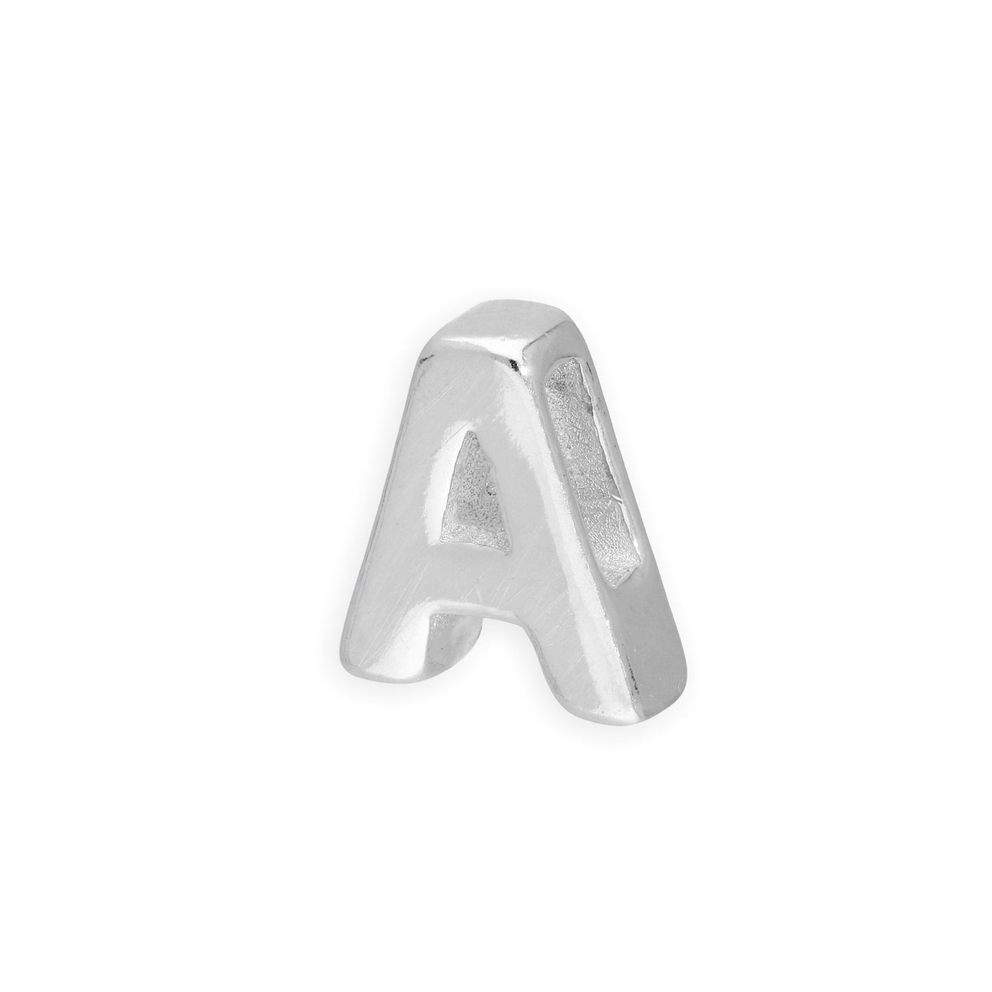 Perle enfilable en argent sterling avec lettres de l'alphabet de A à Z