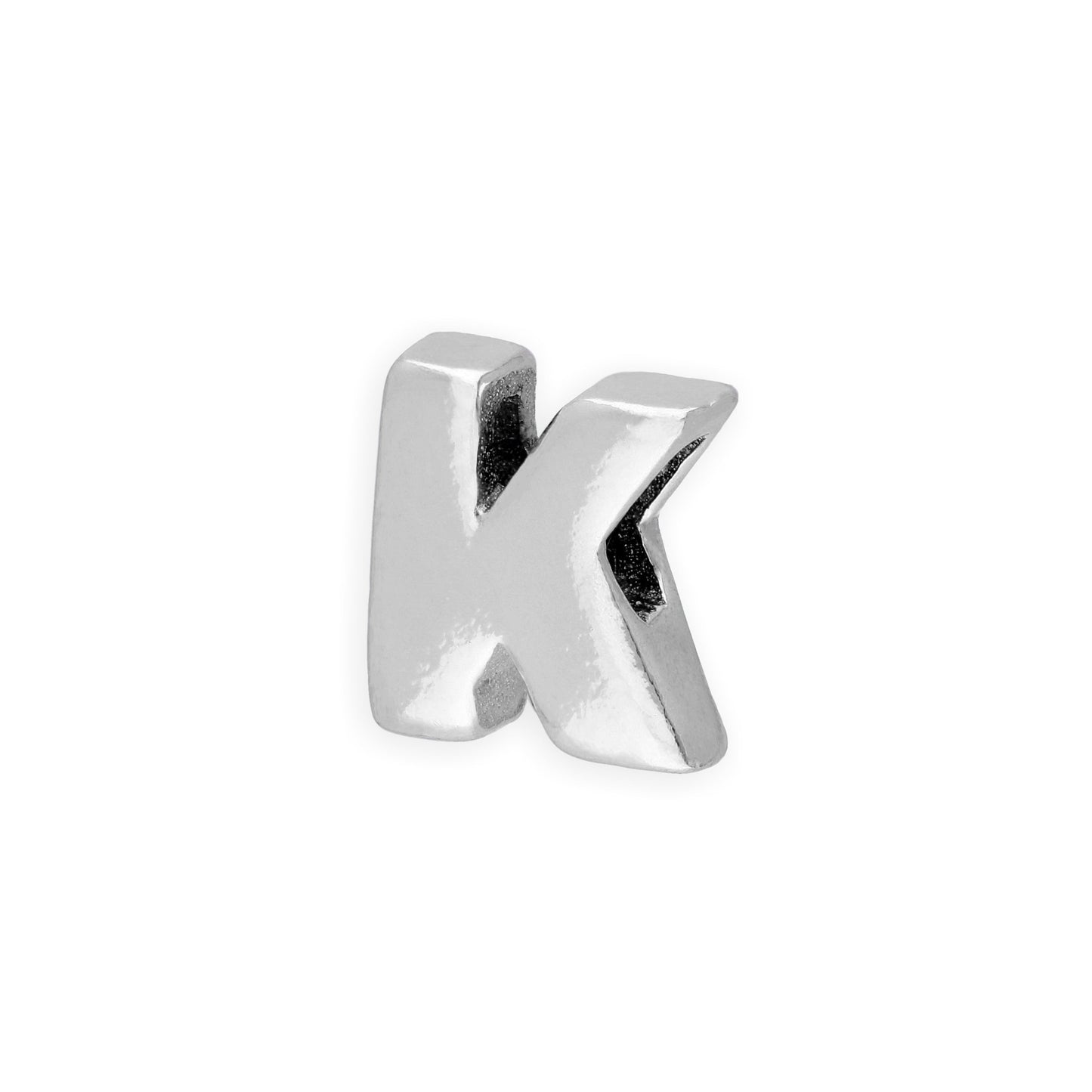 Perle enfilable en argent sterling avec lettres de l'alphabet de A à Z