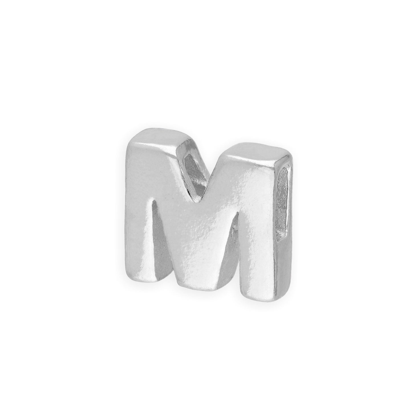 Perle enfilable en argent sterling avec lettres de l'alphabet de A à Z