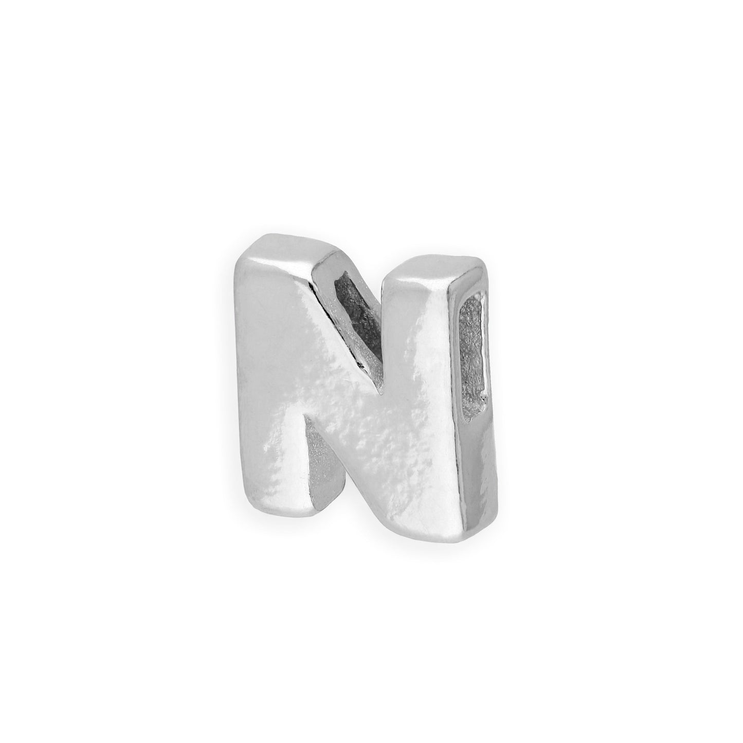 Perle enfilable en argent sterling avec lettres de l'alphabet de A à Z