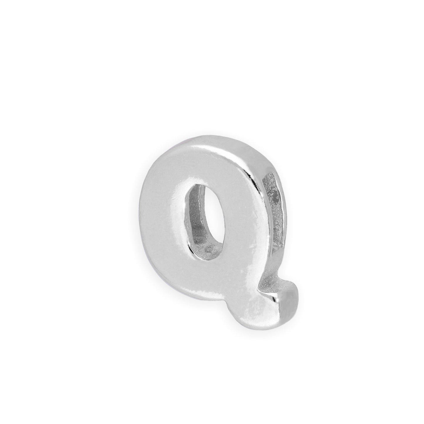 Perle enfilable en argent sterling avec lettres de l'alphabet de A à Z