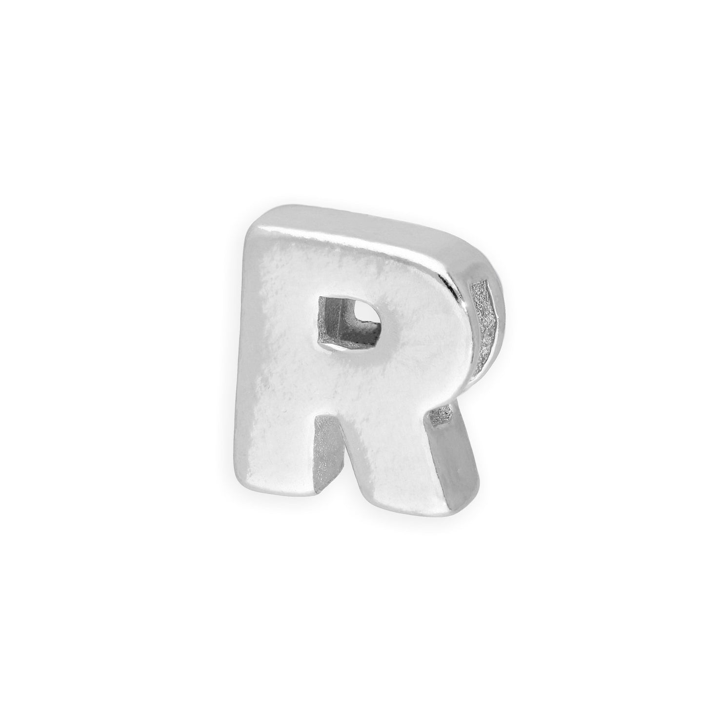 Perle enfilable en argent sterling avec lettres de l'alphabet de A à Z