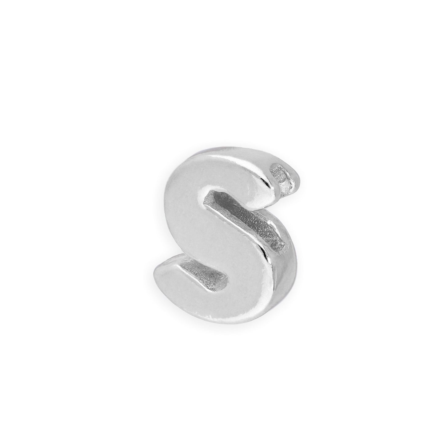 Perle enfilable en argent sterling avec lettres de l'alphabet de A à Z