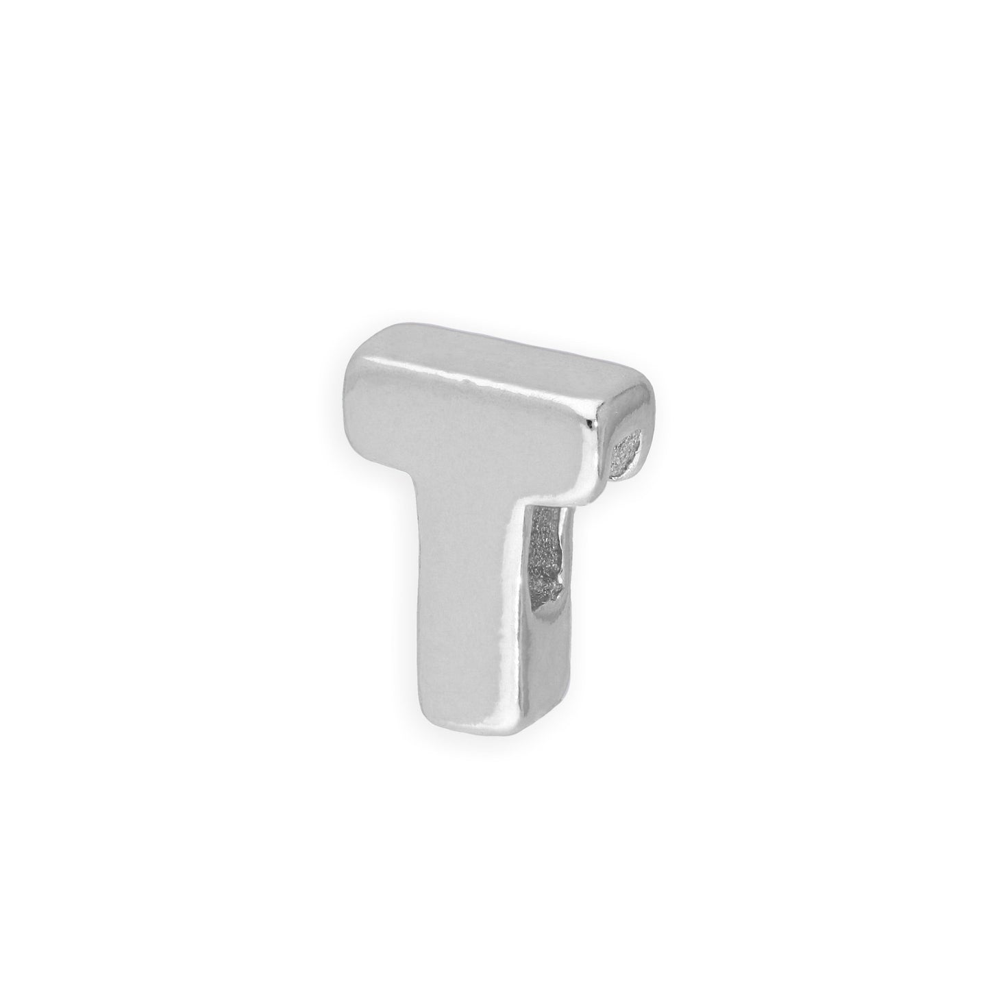 Perle enfilable en argent sterling avec lettres de l'alphabet de A à Z