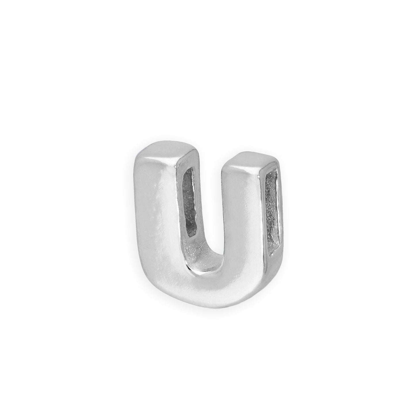 Perle enfilable en argent sterling avec lettres de l'alphabet de A à Z
