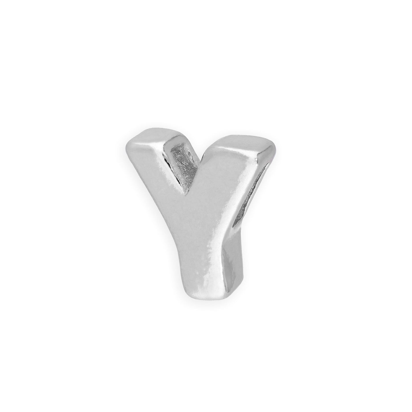 Perle enfilable en argent sterling avec lettres de l'alphabet de A à Z
