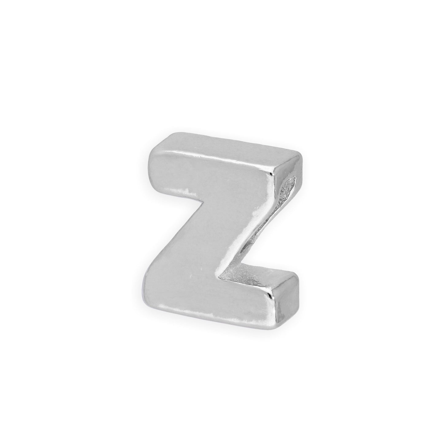 Perle enfilable en argent sterling avec lettres de l'alphabet de A à Z