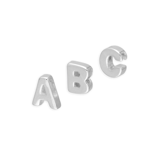 Perle enfilable en argent sterling avec lettres de l'alphabet de A à Z