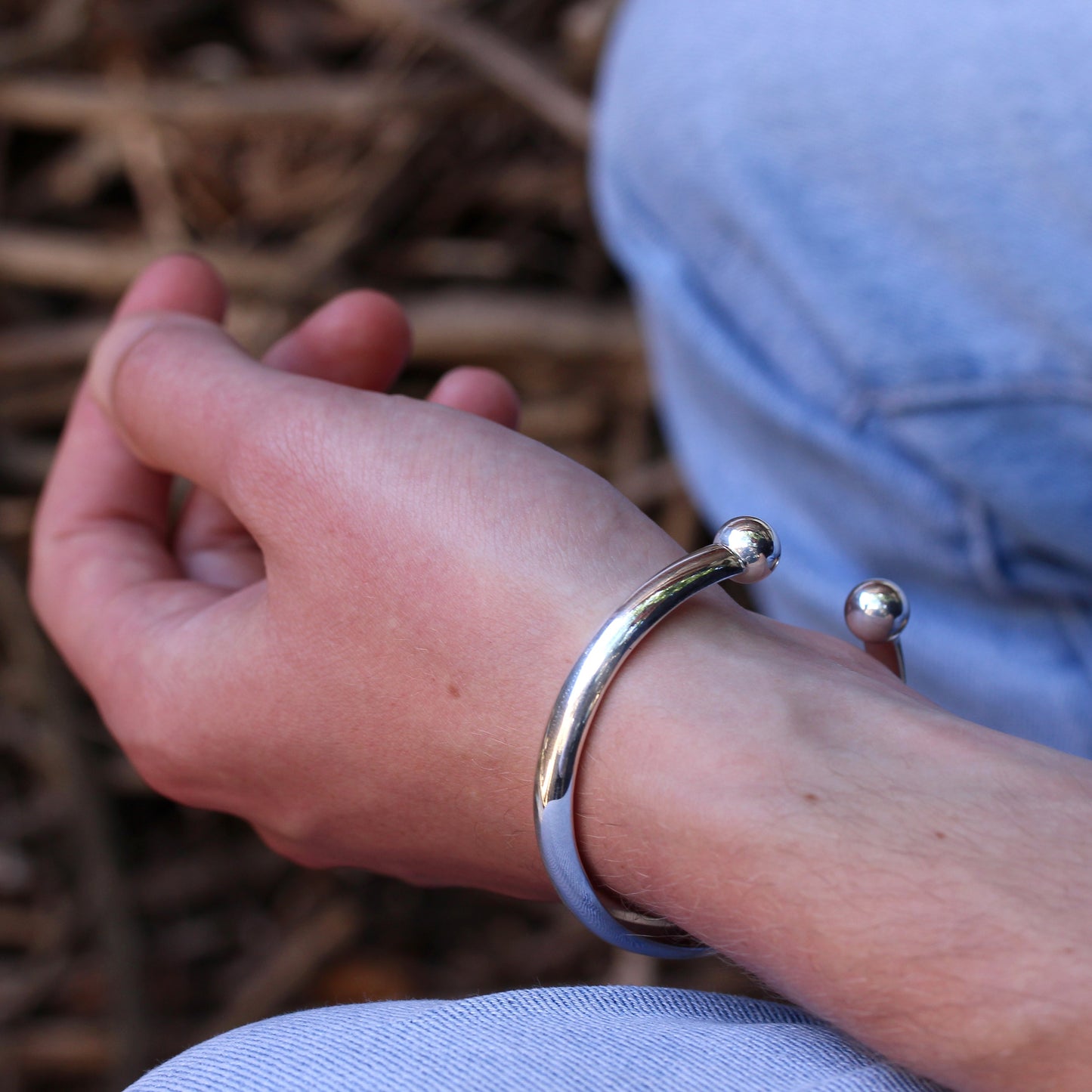 Bracelet jonc épais et lourd en argent sterling pour femme (66 mm)