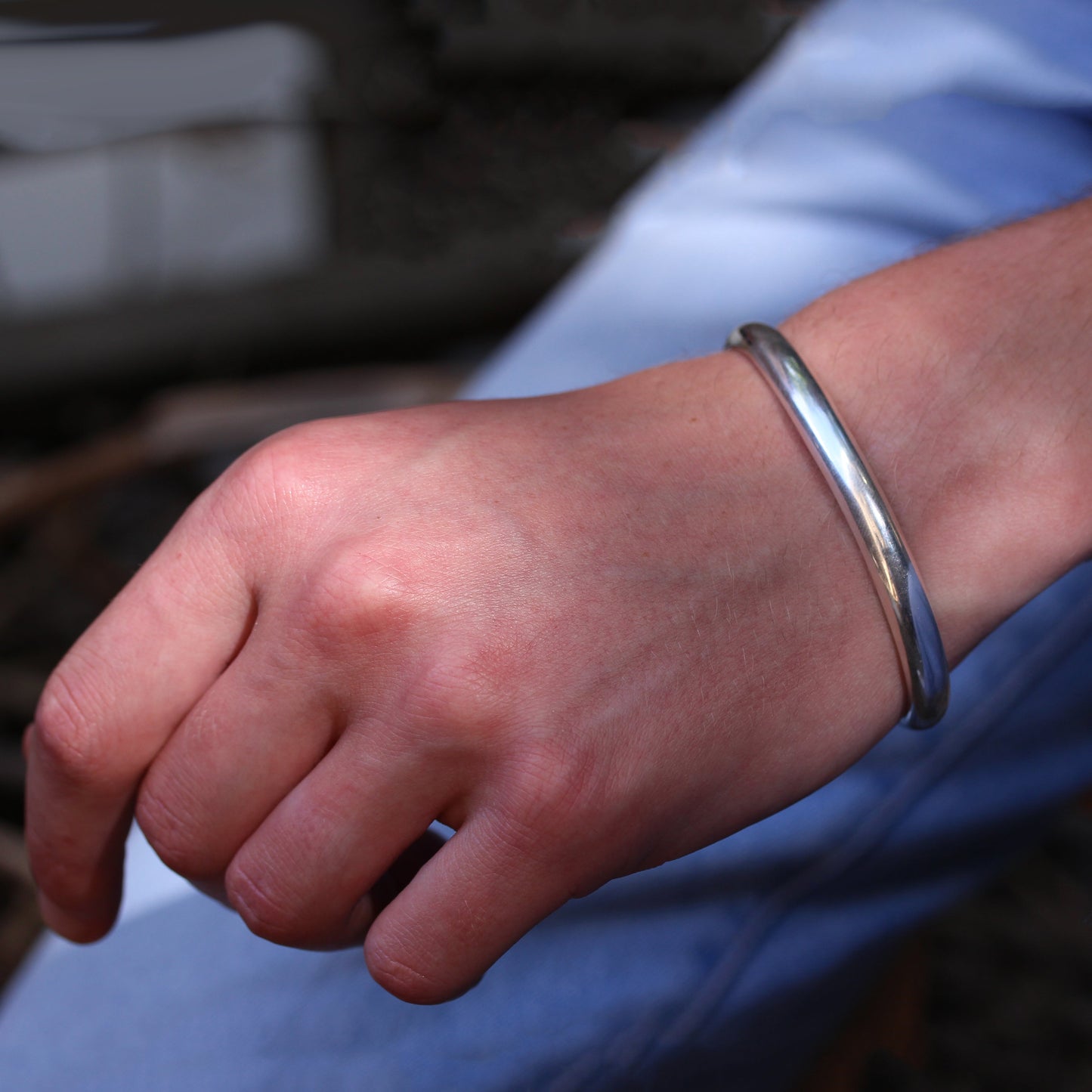 Bracelet jonc épais et lourd en argent sterling pour homme (71 mm)