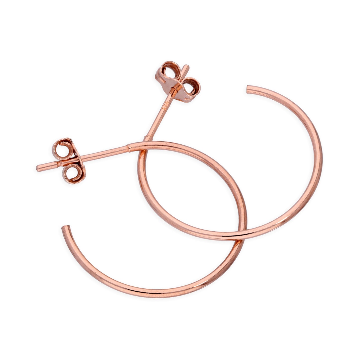 Boucles d'oreilles créoles ouvertes de 20 mm en argent sterling plaqué or rose