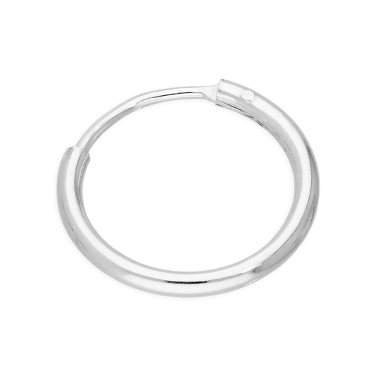 Boucle d'oreille créole simple en argent sterling de 12 mm