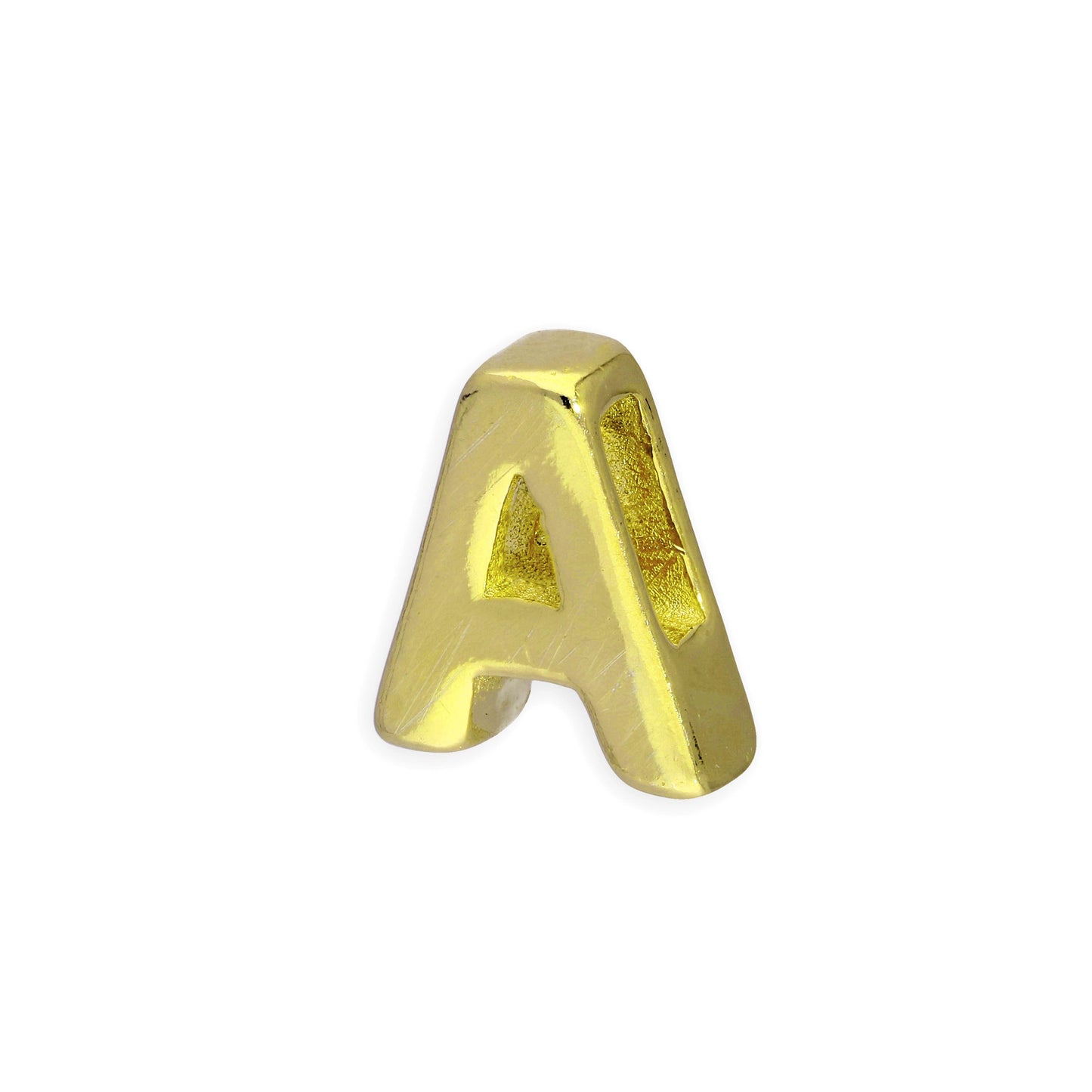 Breloque en argent sterling plaqué or avec lettres de l'alphabet de A à Z