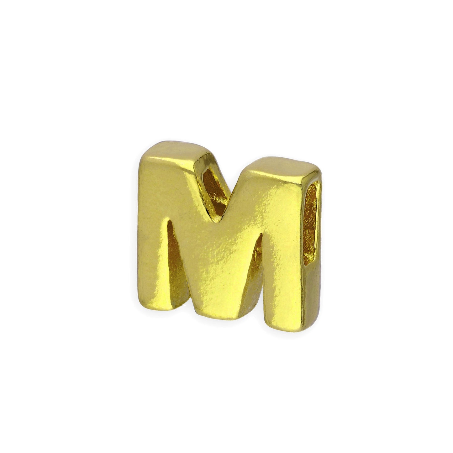 Breloque en argent sterling plaqué or avec lettres de l'alphabet de A à Z