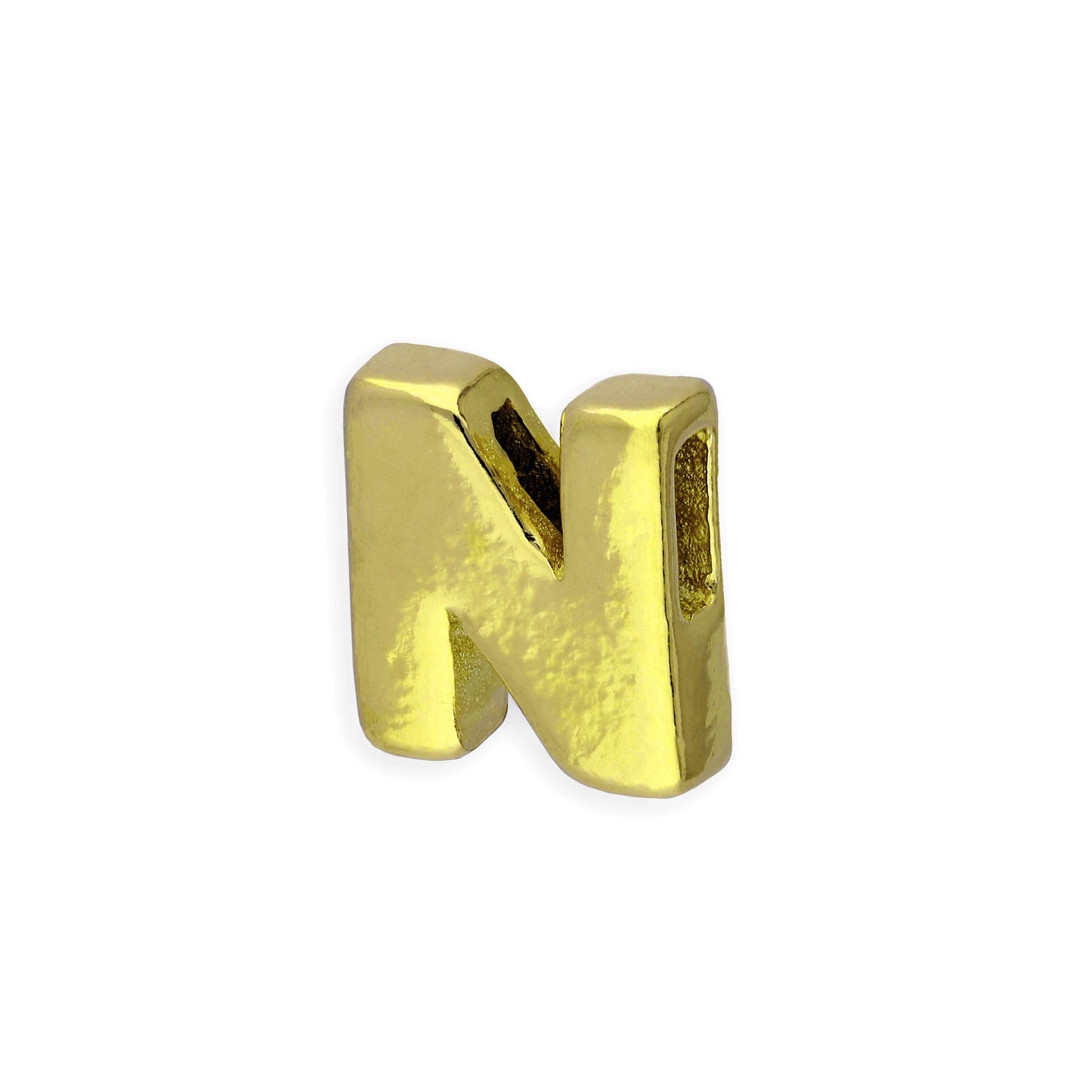 Breloque en argent sterling plaqué or avec lettres de l'alphabet de A à Z