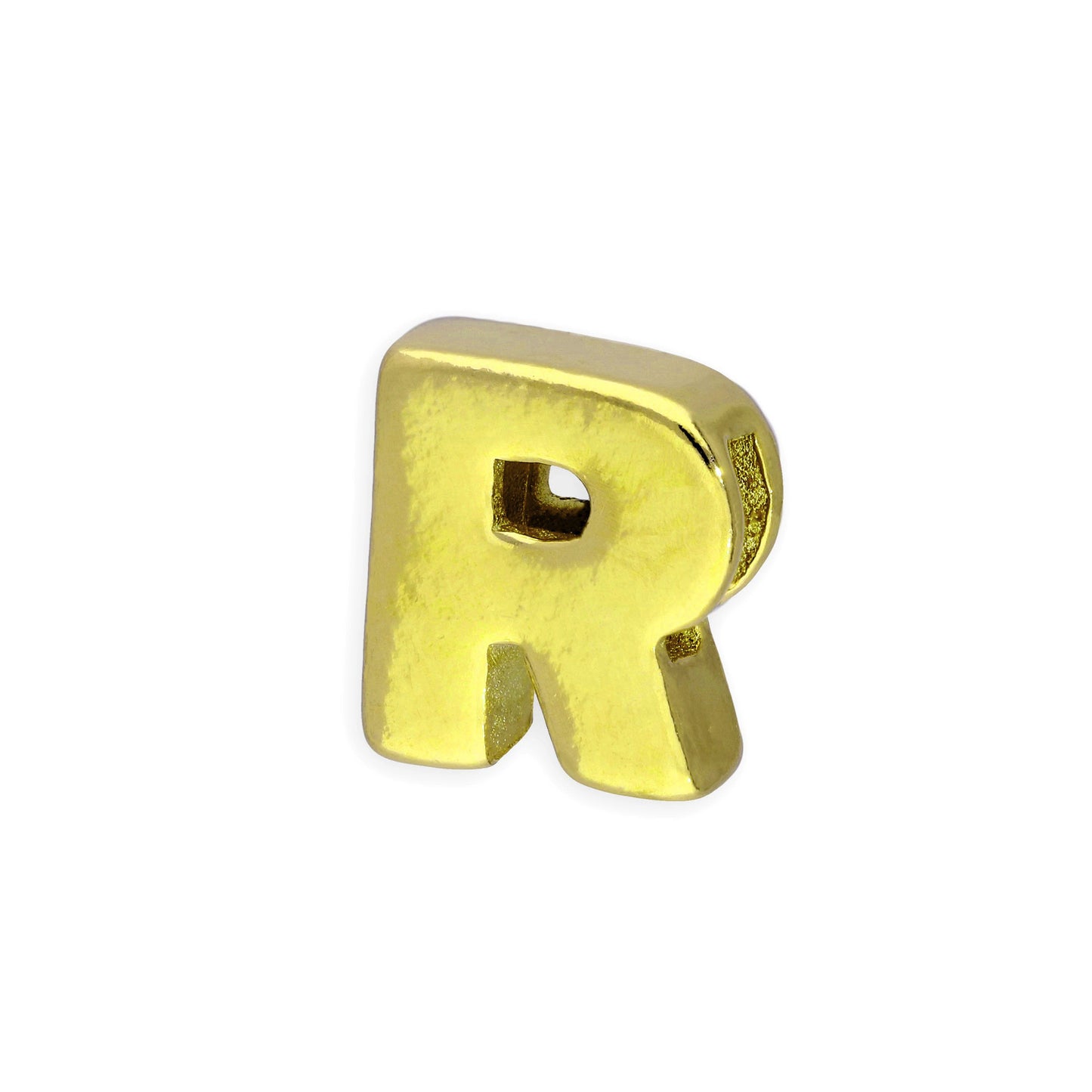 Breloque en argent sterling plaqué or avec lettres de l'alphabet de A à Z