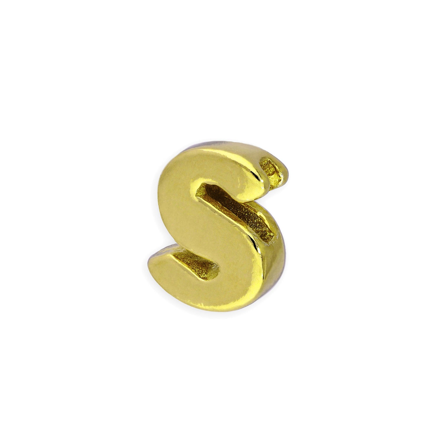 Breloque en argent sterling plaqué or avec lettres de l'alphabet de A à Z