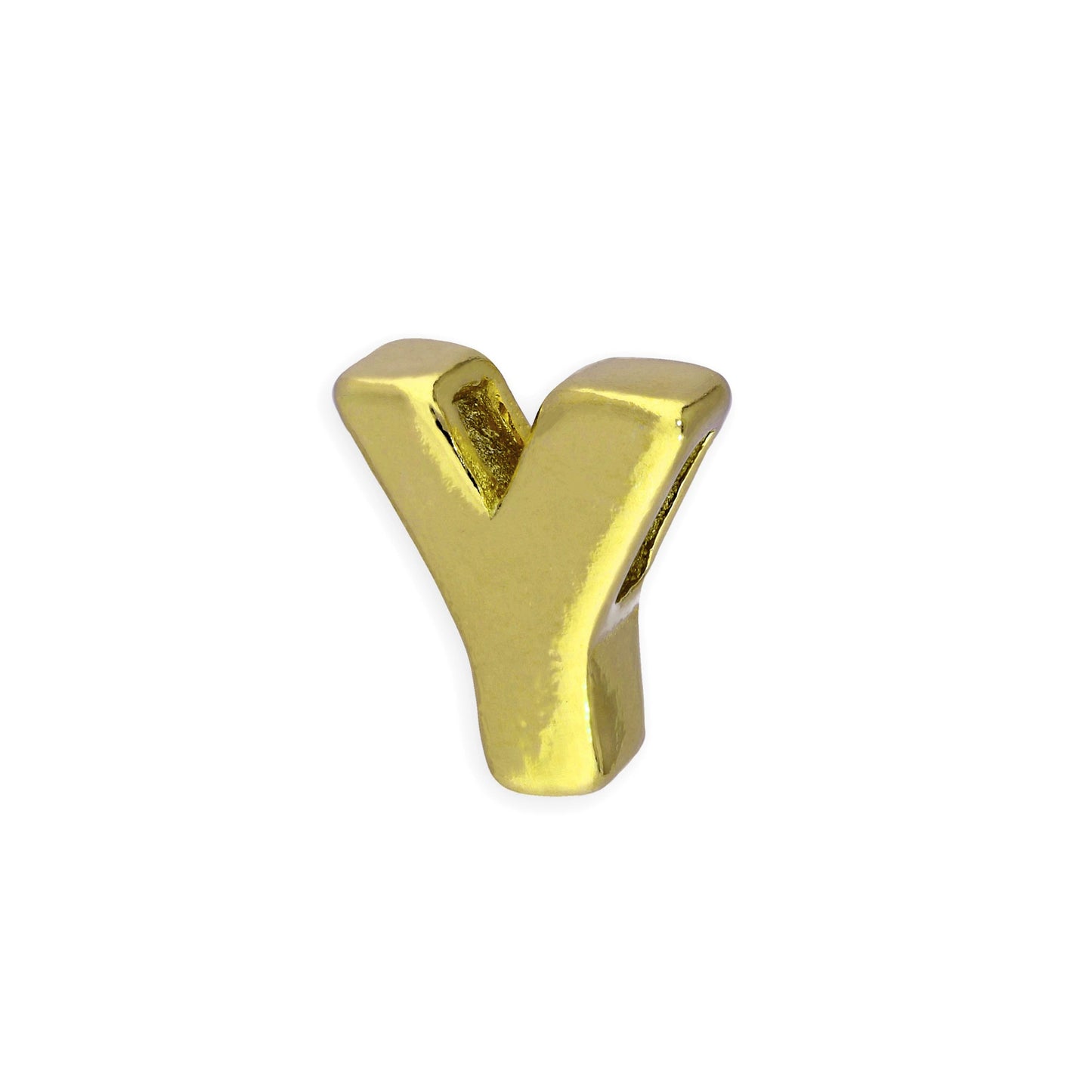 Breloque en argent sterling plaqué or avec lettres de l'alphabet de A à Z