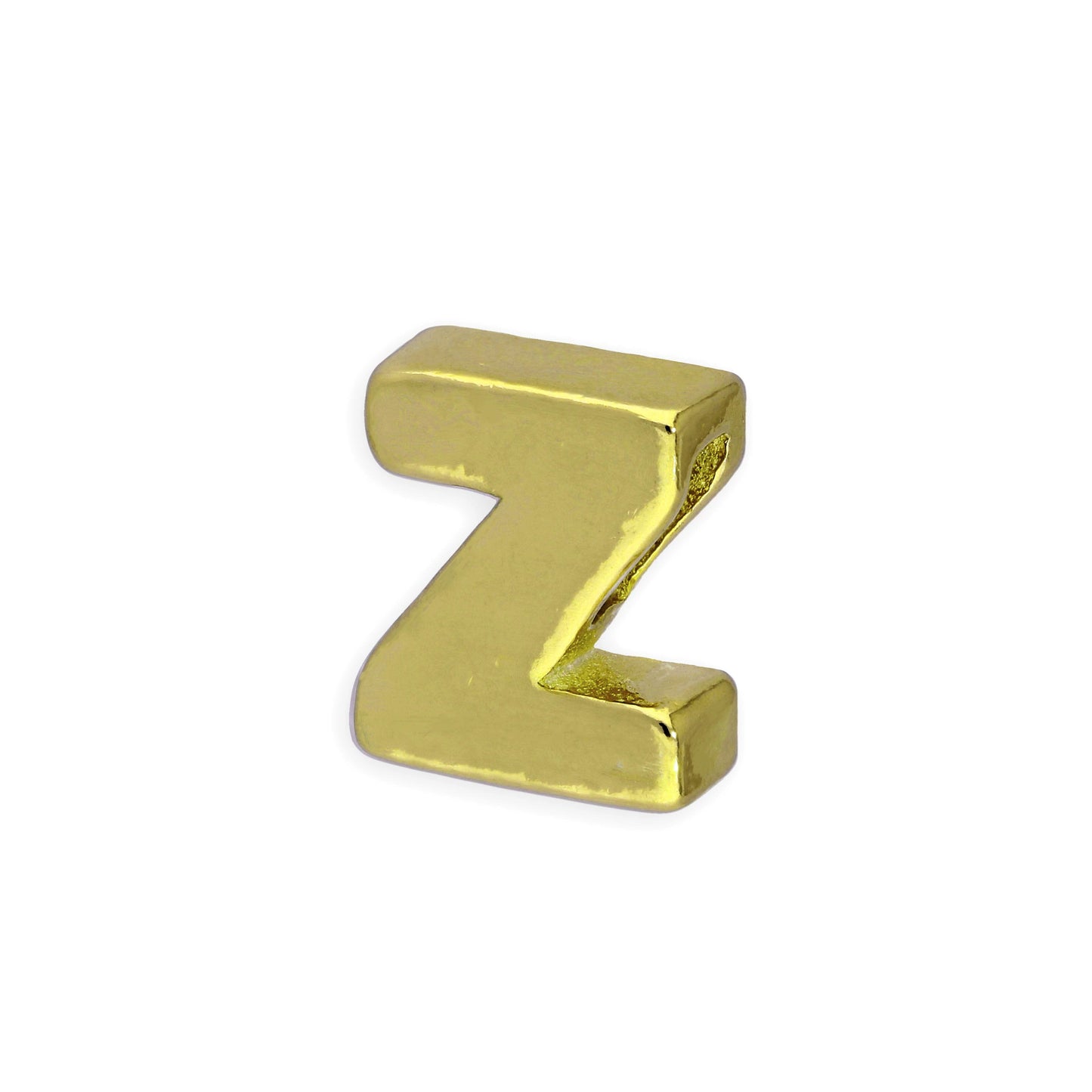 Breloque en argent sterling plaqué or avec lettres de l'alphabet de A à Z