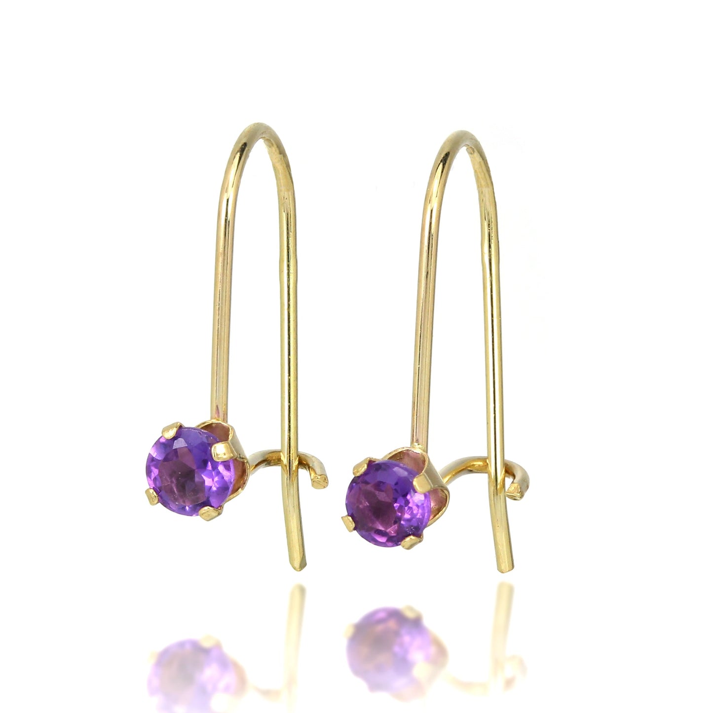 Boucles d'oreilles à levier en or 9 carats et pierres précieuses rondes de 3 mm