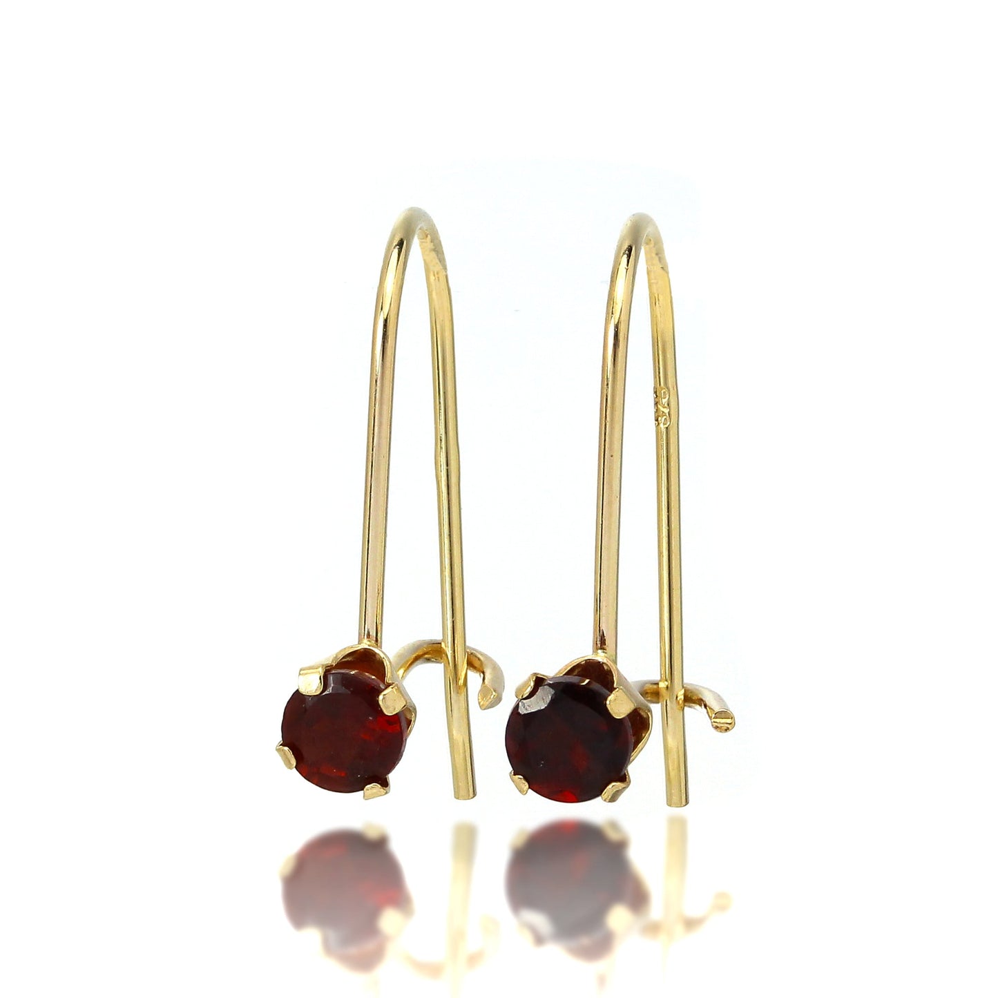 Boucles d'oreilles à levier en or 9 carats et pierres précieuses rondes de 3 mm