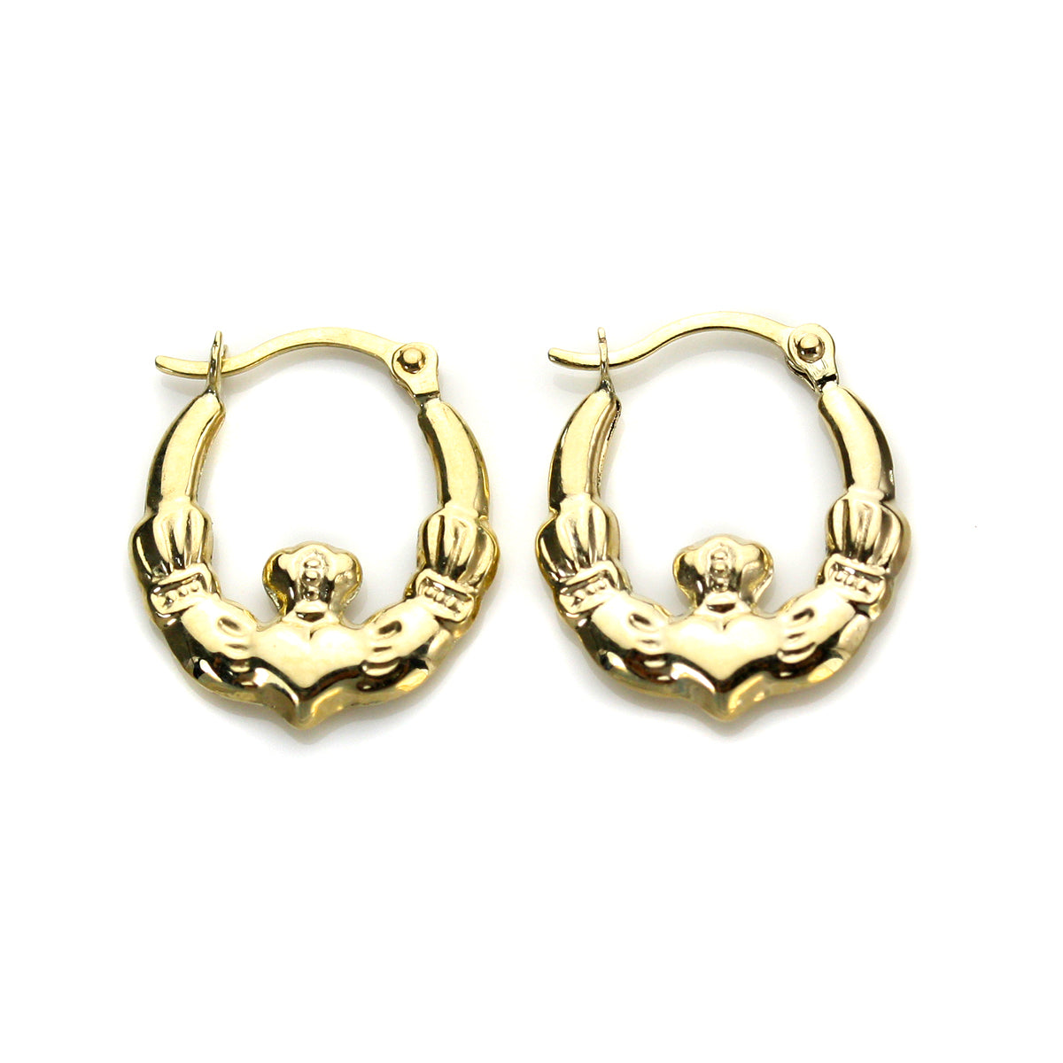 Boucles d'oreilles créoles Claddagh en or jaune 9 carats