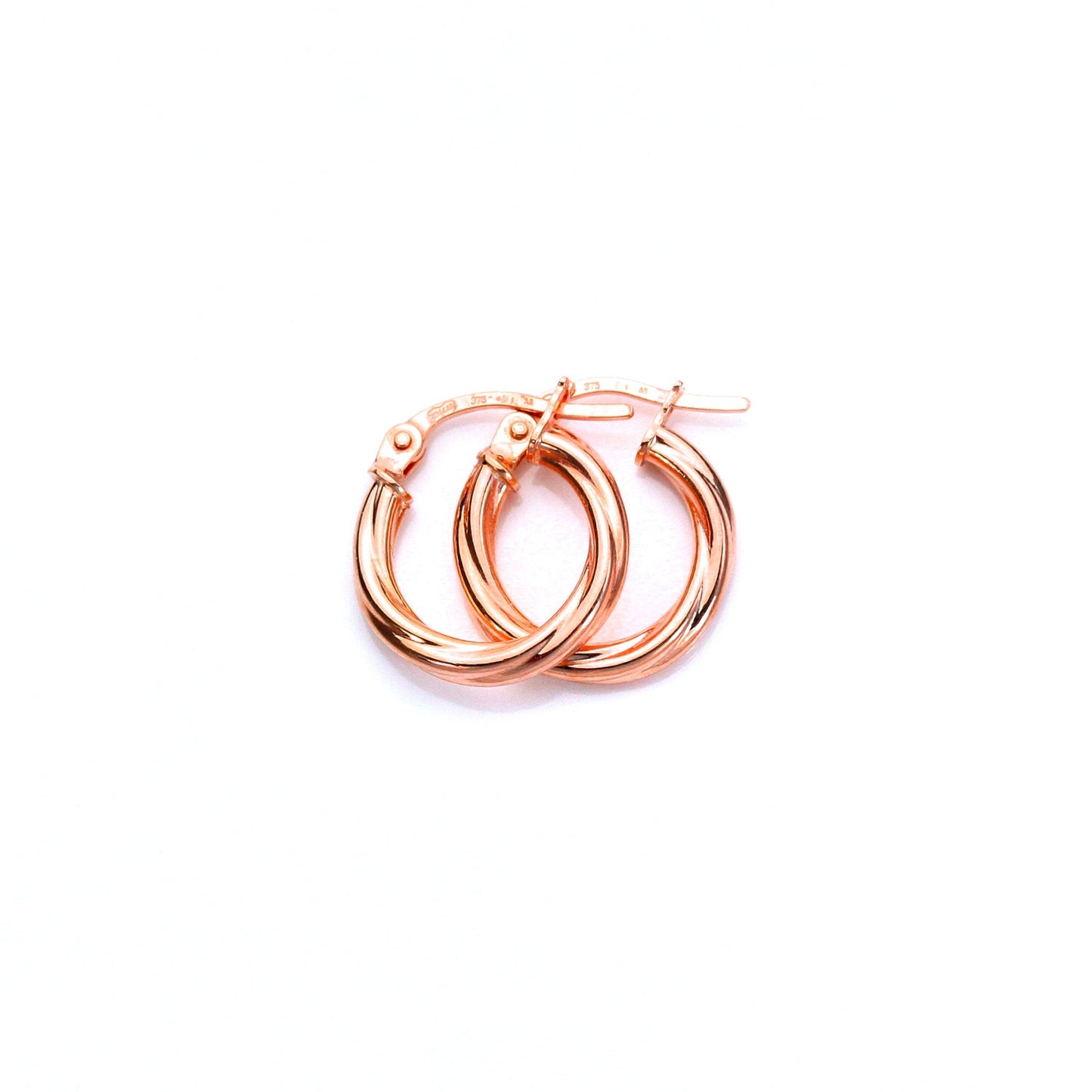Boucles d'oreilles créoles torsadées en or rose 9 carats - 10 mm, 15 mm, 20 mm